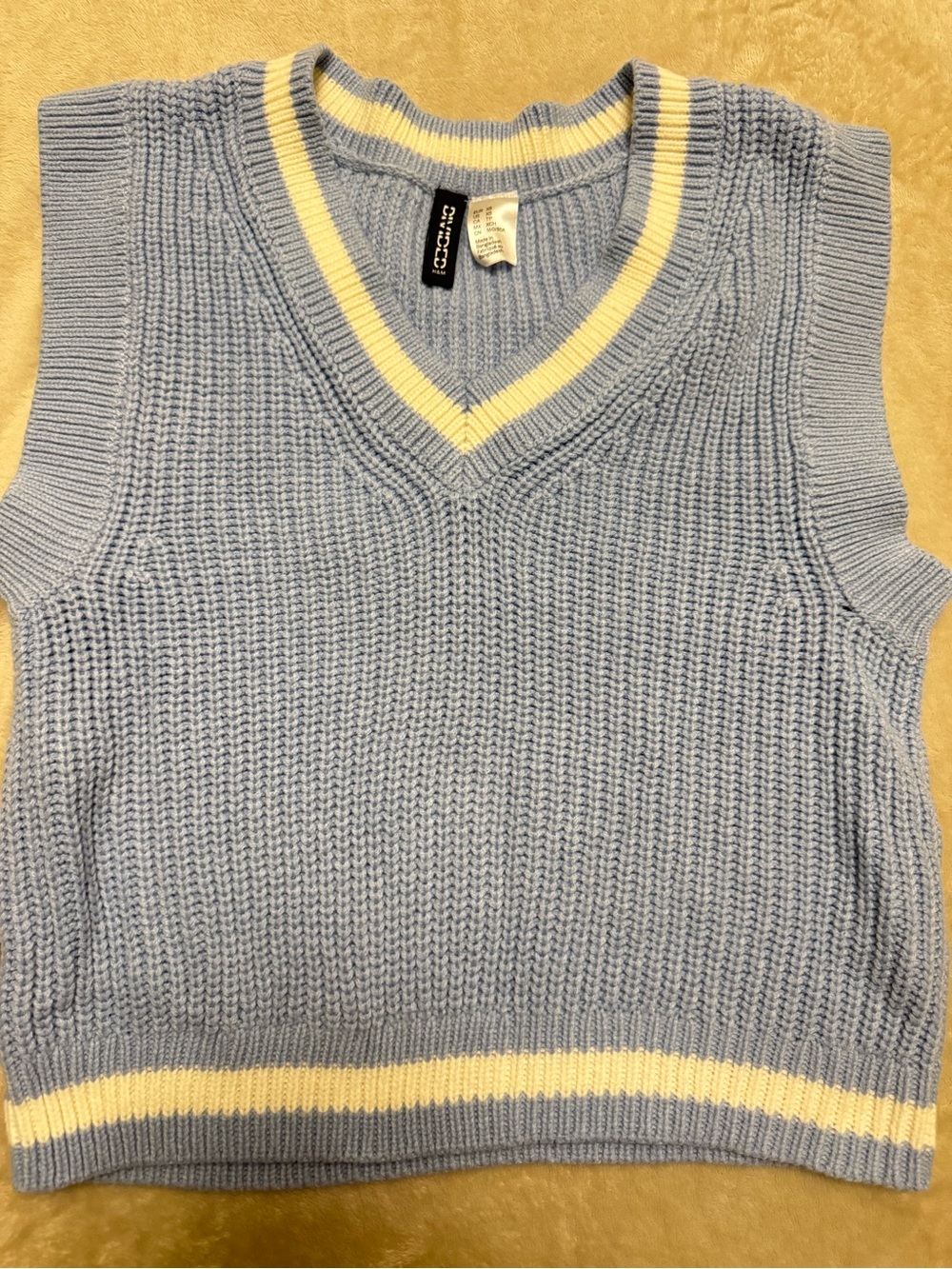 Y2K Divided Blue & White Knit Sweater Vest XS Preppy